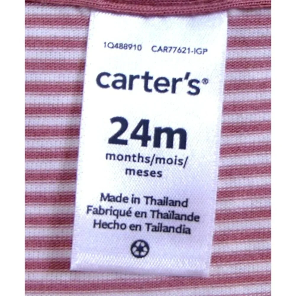 NWT Carters 24M EcoVero Hooded Striped Button-Up Shirt Toddler Apparel Pink & Wh